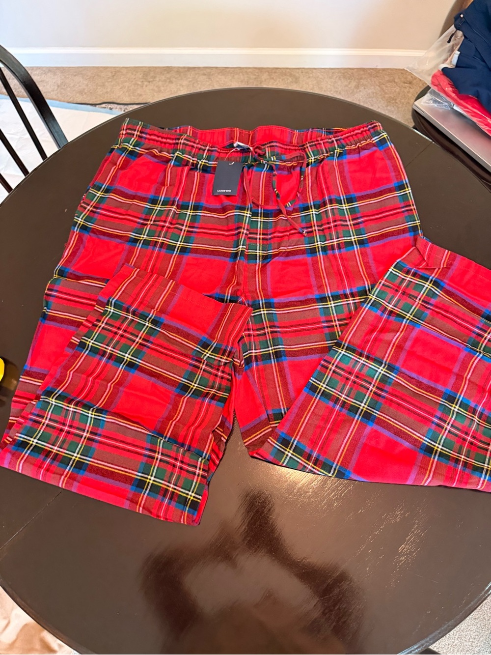 Lands’ End Men’s Red Plaid Flannel Pajama Lounge Pants NWT